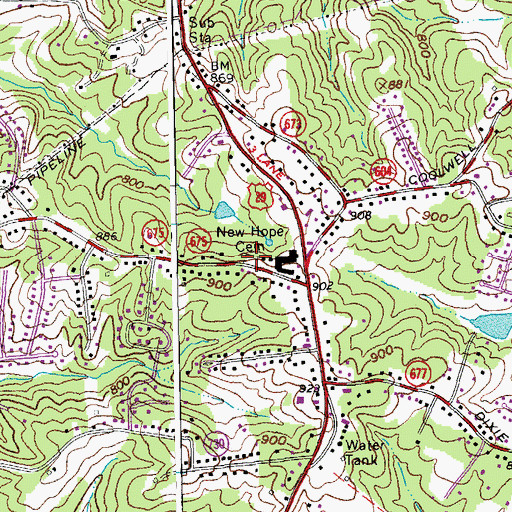 Topographic Map of New Hope Cemetery, VA