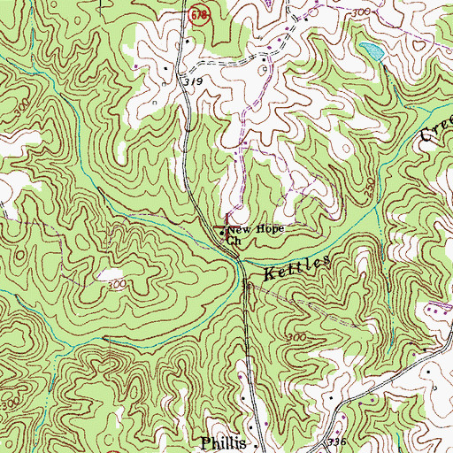 Topographic Map of New Hope Church, VA