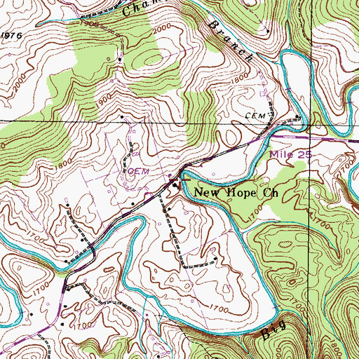 Topographic Map of New Hope Church, VA