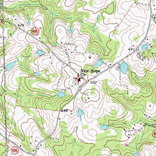 Topographic Map of New Hope Baptist Church, VA