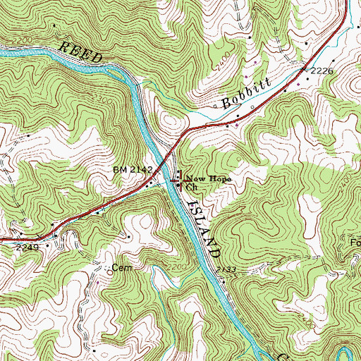 Topographic Map of New Hope Church, VA