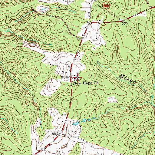 Topographic Map of New Hope Baptist Church, VA