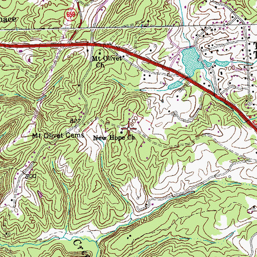Topographic Map of New Hope Church, VA