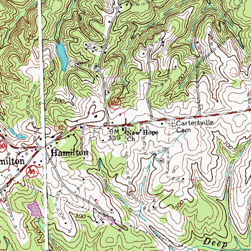 Topographic Map of New Hope Church, VA