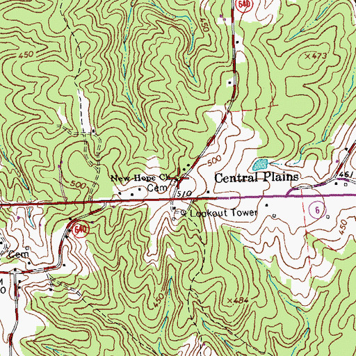 Topographic Map of New Hope Church, VA