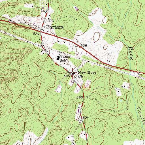 Topographic Map of New Hope Church, VA