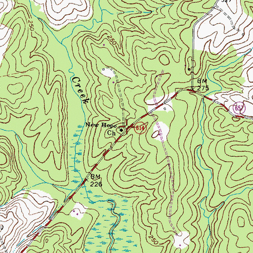 Topographic Map of New Hope Baptist Church, VA