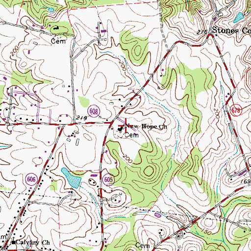 Topographic Map of New Hope Church, VA