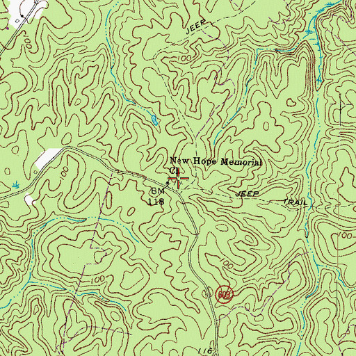 Topographic Map of New Hope Memorial Church, VA