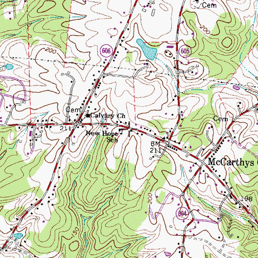 Topographic Map of New Hope School, VA