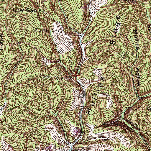 Topographic Map of New Hurlin Church, VA