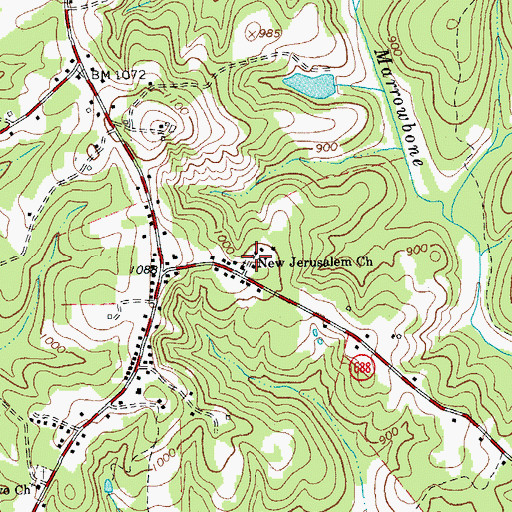 Topographic Map of New Jerusalem Church, VA