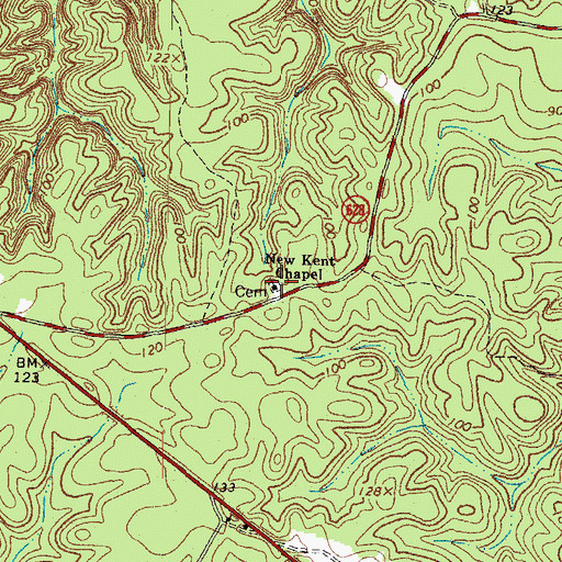 Topographic Map of New Kent Chapel, VA