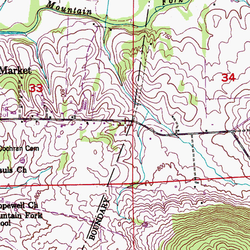 Topographic Map of New Market Church, AL