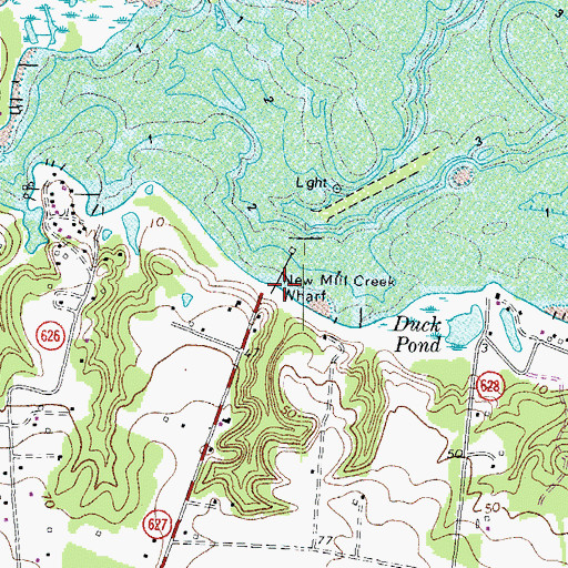 Topographic Map of New Mill Creek Wharf, VA