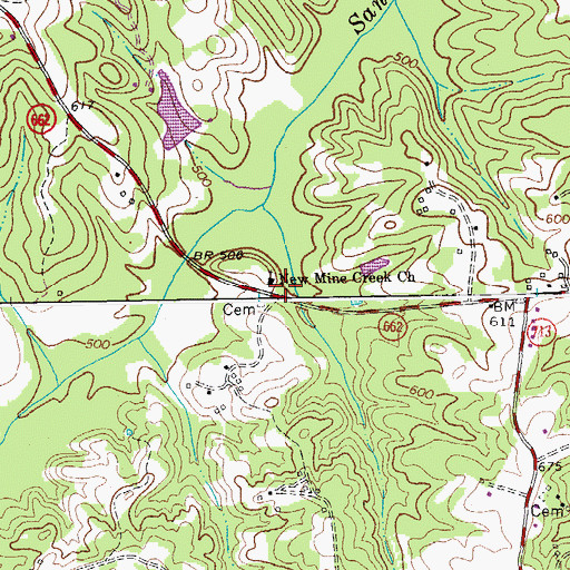 Topographic Map of New Mine Creek Church, VA