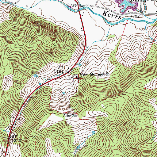 Topographic Map of New Monmouth Church, VA
