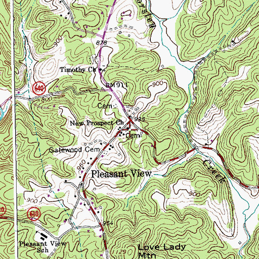 Topographic Map of New Prospect Baptist Church, VA