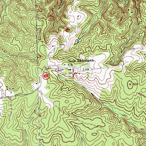 Topographic Map of New Rehoboth Church, VA