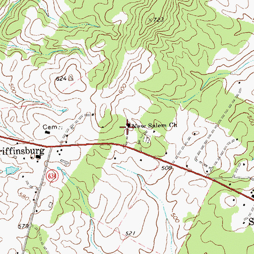 Topographic Map of New Salem Church, VA