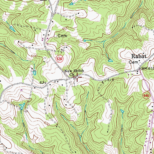 Topographic Map of New Shiloh Church, VA
