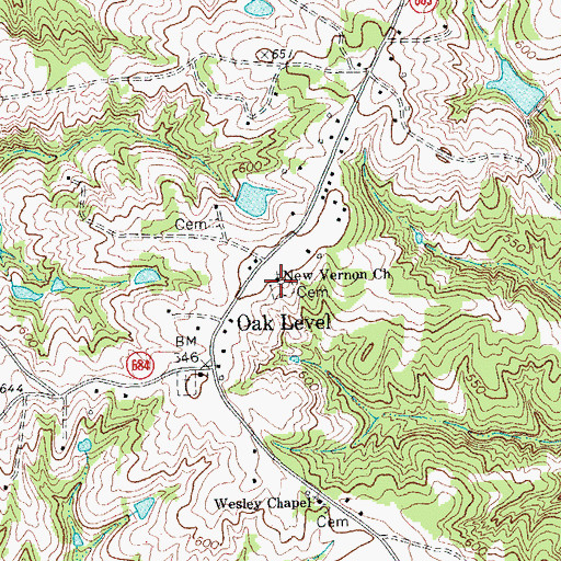 Topographic Map of New Vernon Church, VA