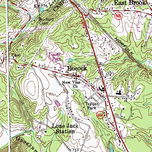 Topographic Map of New Vine Church, VA