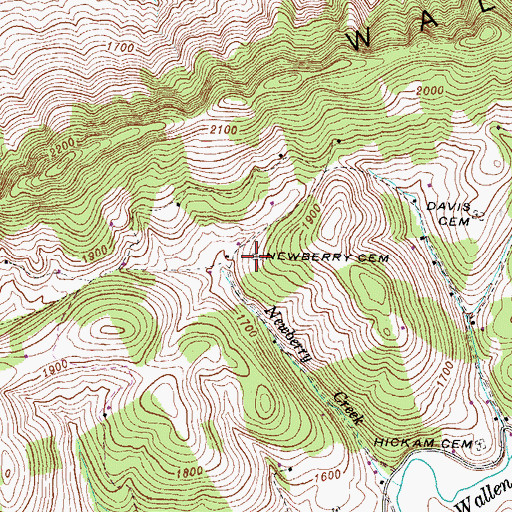 Topographic Map of Newberry Cemetery, VA