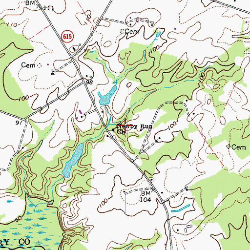 Topographic Map of Newby Run Church, VA