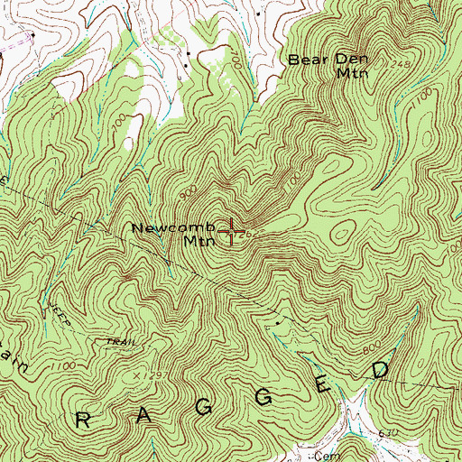 Topographic Map of Newcomb Mountain, VA