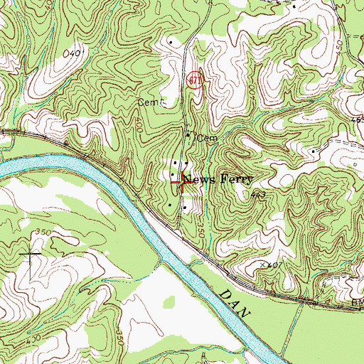 Topographic Map of News Ferry, VA