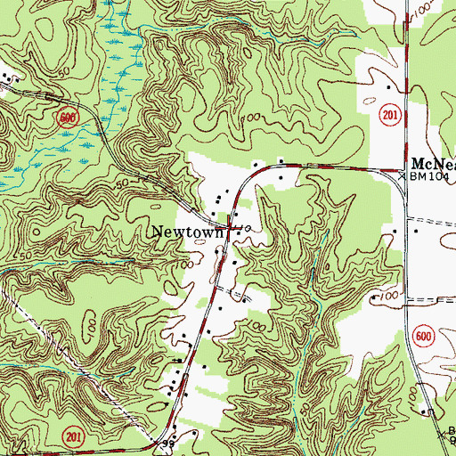 Topographic Map of Newtown, VA