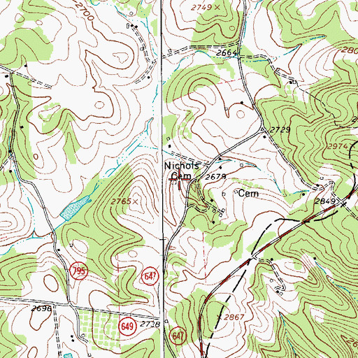 Topographic Map of Nichols Cemetery, VA
