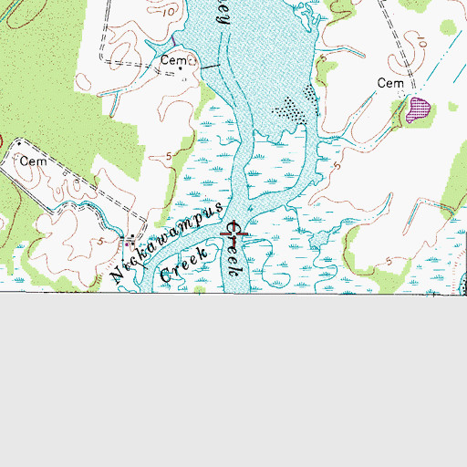 Topographic Map of Nickawampus Creek, VA