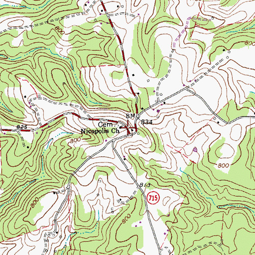 Topographic Map of Nicopolis Church, VA