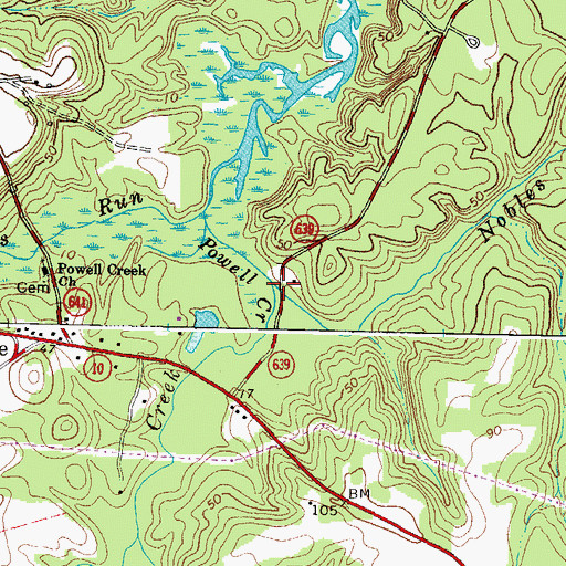 Topographic Map of Nobles Swamp, VA