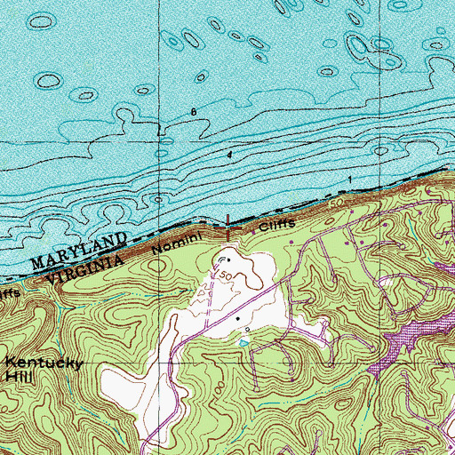 Topographic Map of Nomini Cliffs, VA