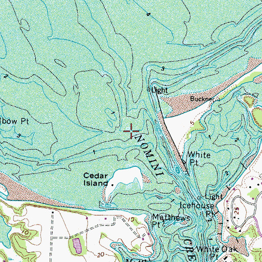 Topographic Map of Nomini Creek, VA