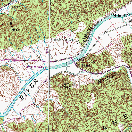 Topographic Map of Nordyke Creek, VA