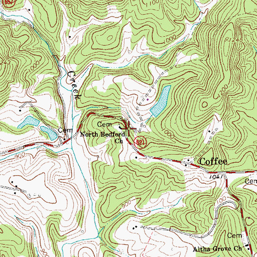 Topographic Map of North Bedford Church, VA