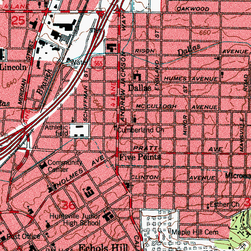 Topographic Map of Northside Church of Christ, AL