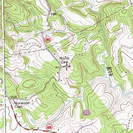 Topographic Map of North Cemetery, VA
