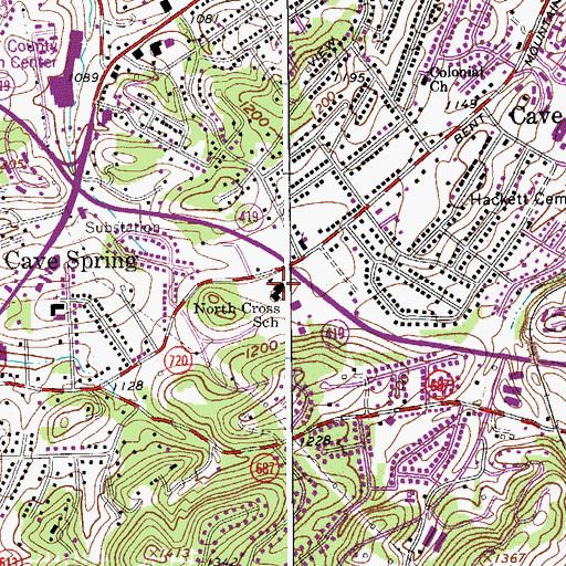 Topographic Map of North Cross School, VA