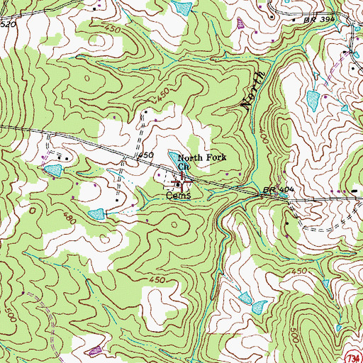 Topographic Map of North Fork Church, VA