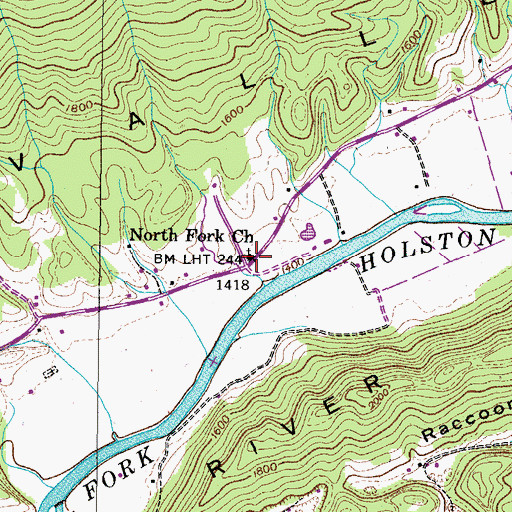 Topographic Map of North Fork Church, VA