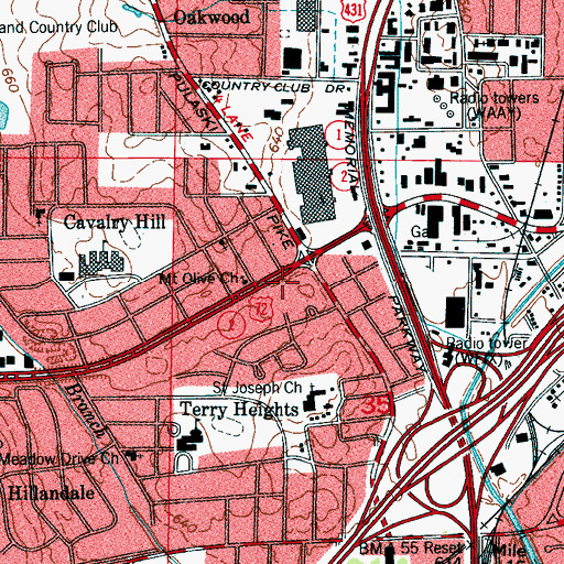 Topographic Map of Northwood Plaza Shopping Center, AL