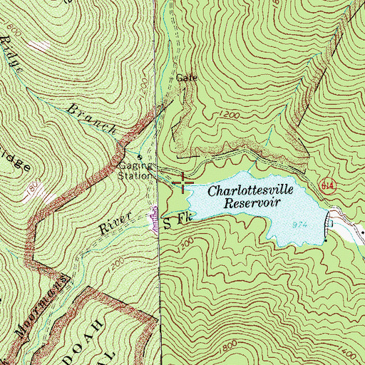 Topographic Map of North Fork Moormans River, VA