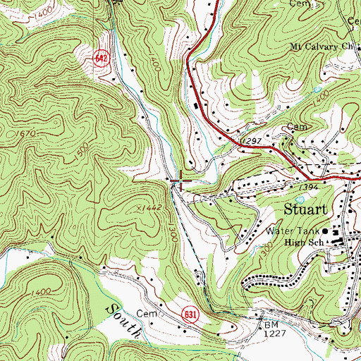 Topographic Map of North Fork Poor House Creek, VA