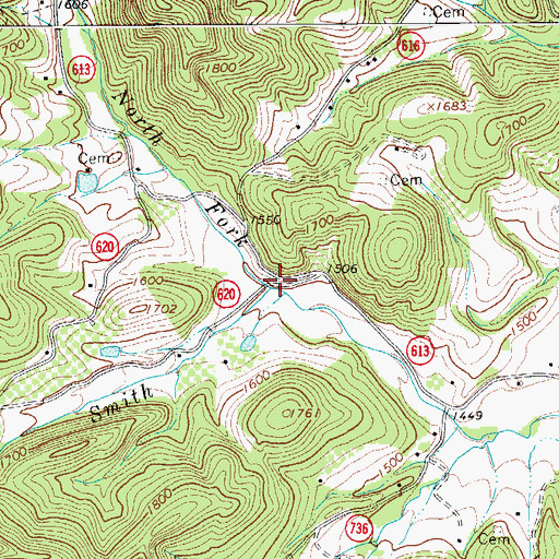 Topographic Map of North Fork Smith River, VA
