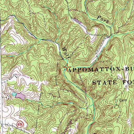 Topographic Map of North Fork Wolf Creek, VA